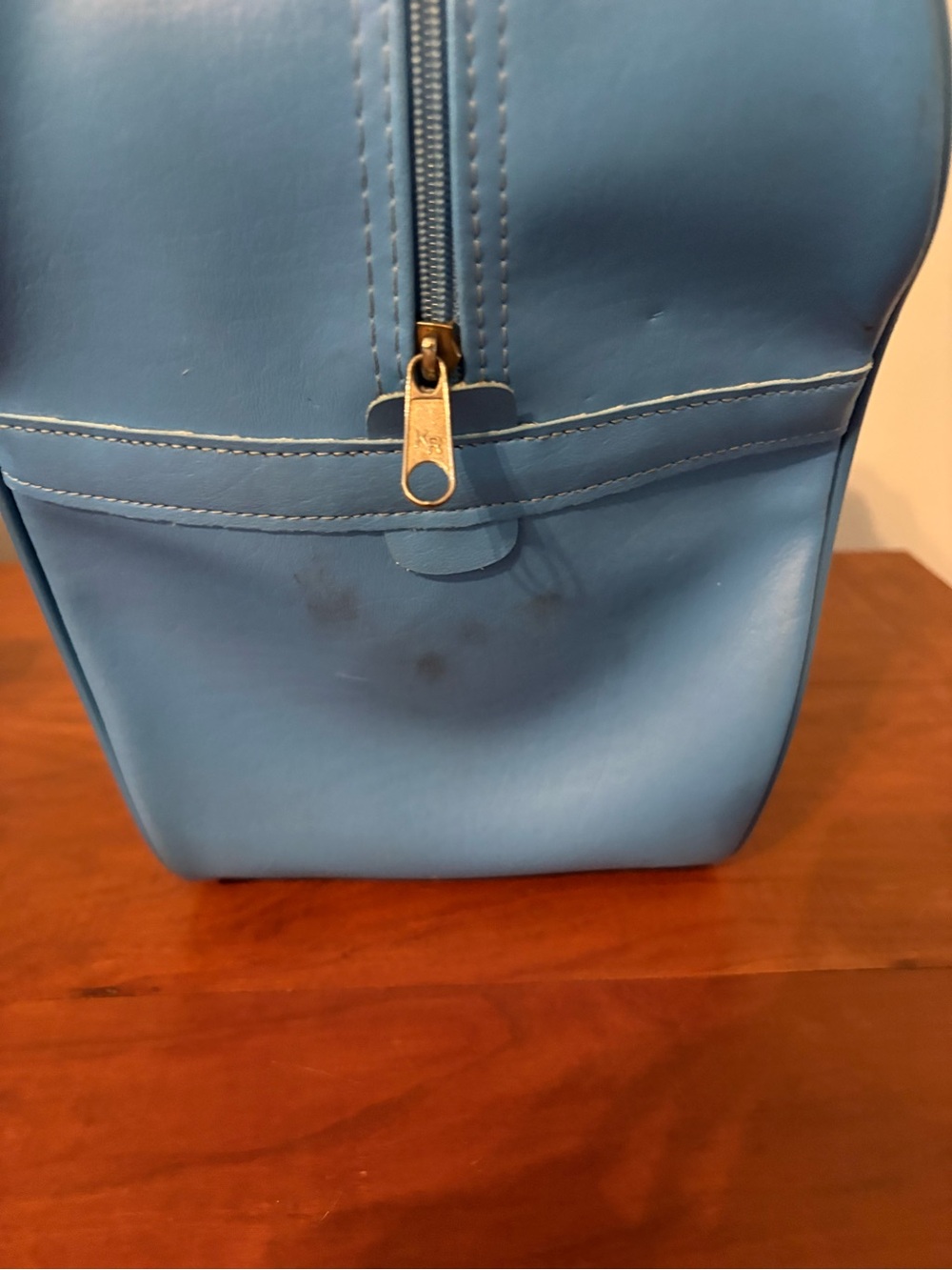 Vintage Blue Bowling Bag Retro Mod Decor Purse Display Piece - Picture 4 of 11